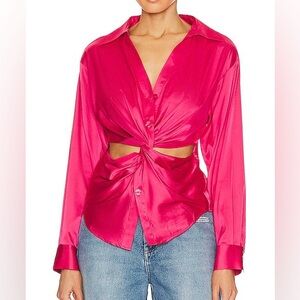 Steve Madden NWT Satin Twist Cut-Out Top in Hot Pink